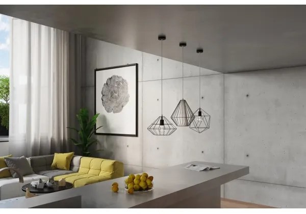 Luster na lanku DEMI 1xE27/60W/230V čierna/biela