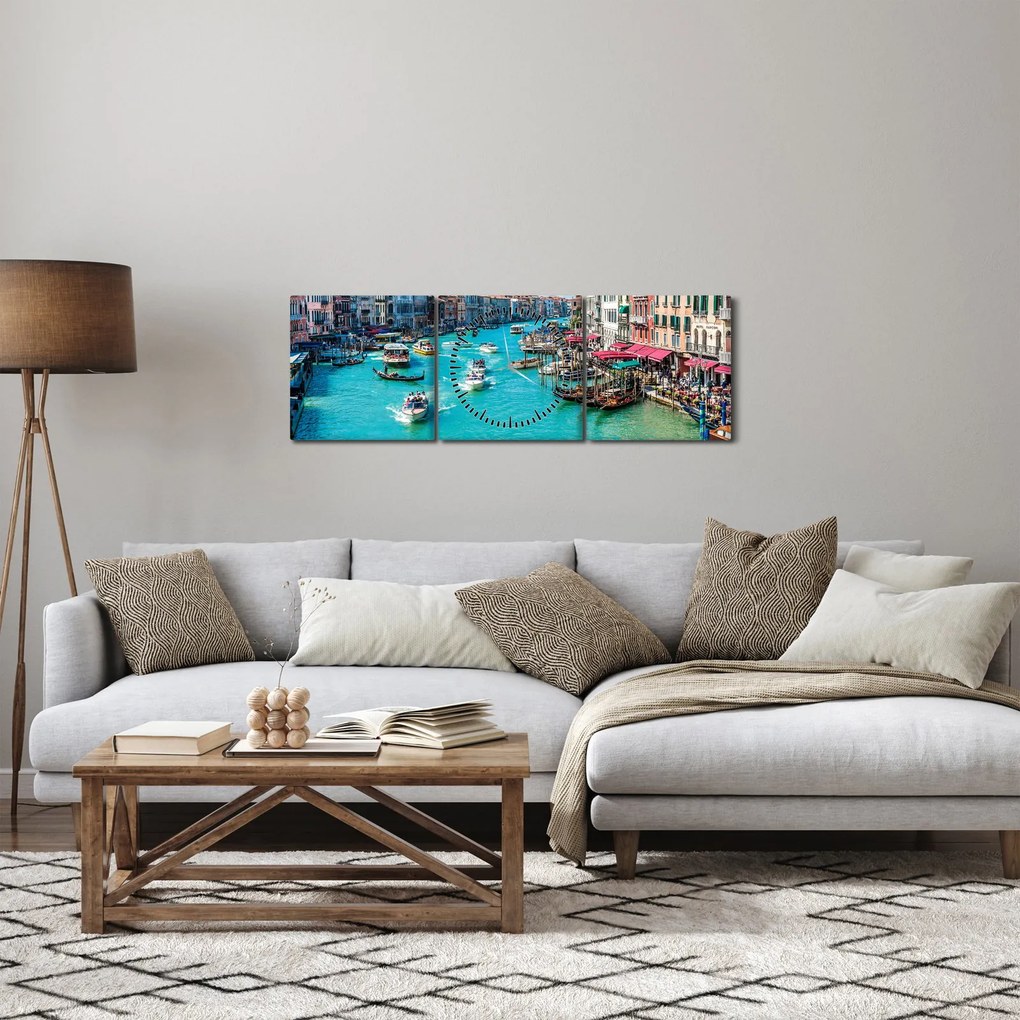 Obraz - Canal Grande, Benátky, Taliansko (s hodinami) (90x30 cm)