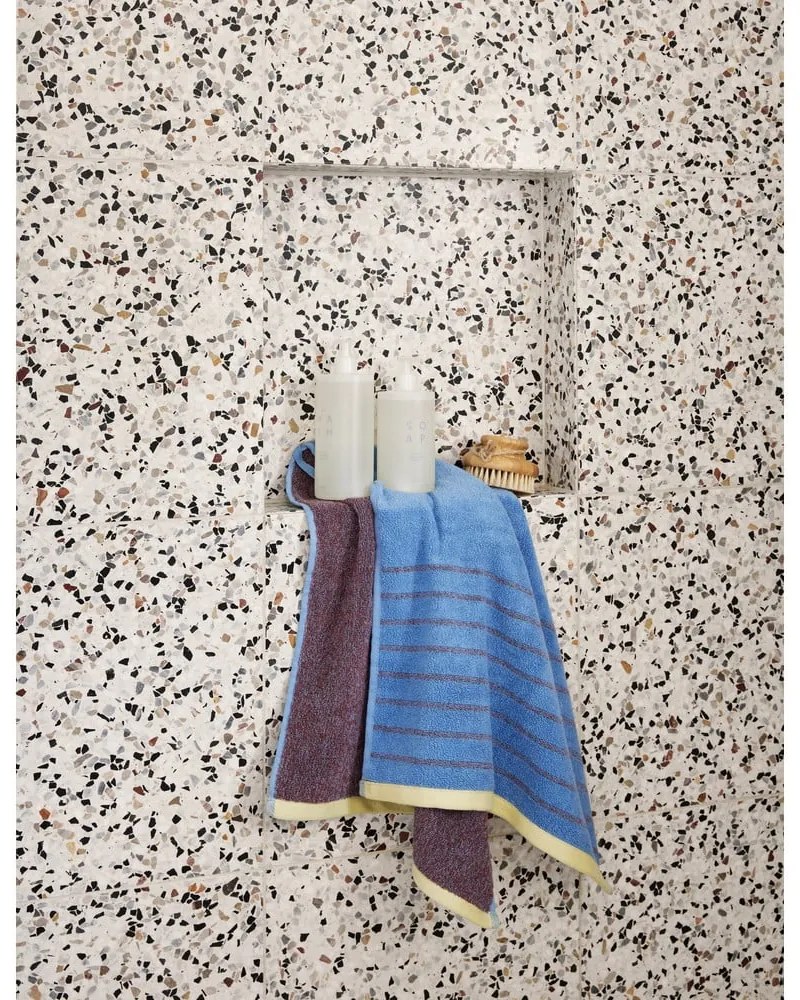 Modro-fialový bavlnený uterák Hübsch Dora, 50 x 100 cm