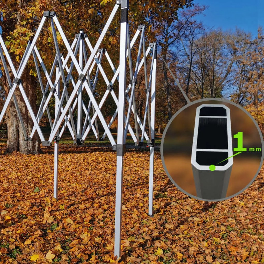 BRIMO Hliníkový Nožnicový stánok skladací bez stien | BRIMO Exclusive Alu 2x2 m - bez stien - Čierna 32