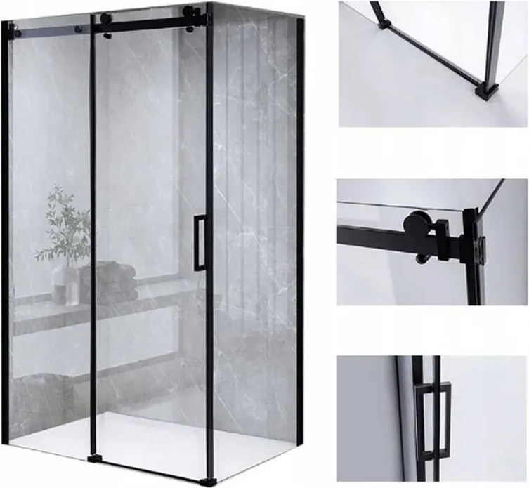 BPS-koupelny Obdĺžnikový sprchovací kút HYD-OK15A 100x80 čierna/transparent - bez vaničky