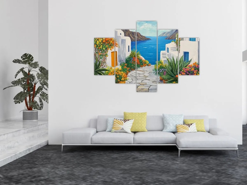 Obraz - Grécka ulička (150x105 cm)