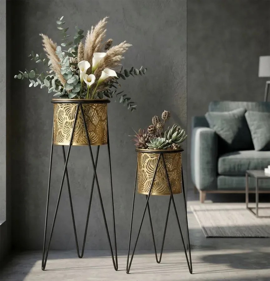 Sada 2 ks stojanů na květiny Drak zlato-černá