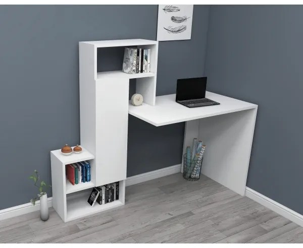 Pracovný stôl s policou IRMAK 119x138,6 cm biela
