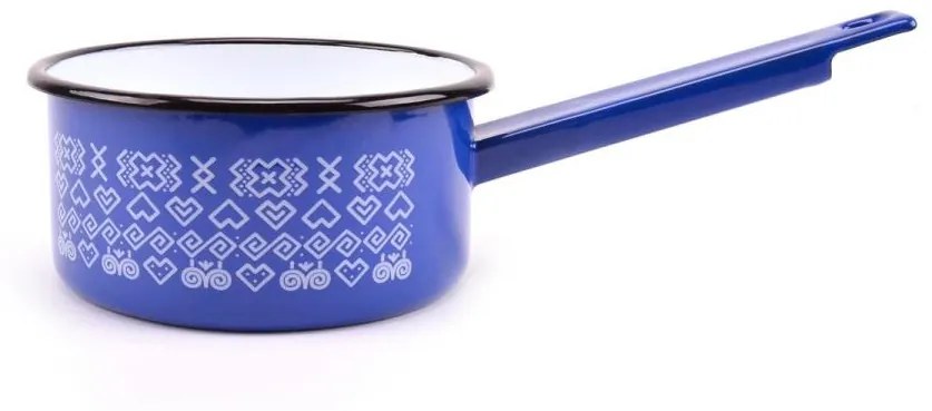 Kastról s rúčkou 14cm/1L, smalt, dekor Čičmany KLC