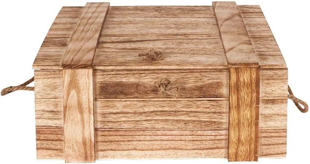 Orion Drevená debnička s rúčkami a vekom, TRUHLA NATURE 36 x 26 x 16 cm