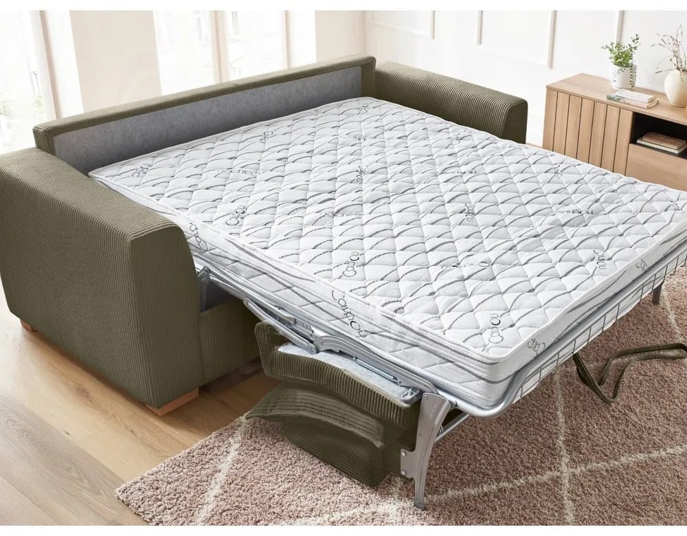 Zeleno-hnedá menčestrová rozkladacia pohovka 225 cm Augustin – Bobochic Paris