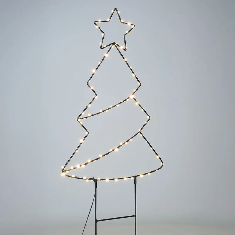 Solight LED vonkajšia dekorácia vianočný stromček, 85x LED, časovač, 68cm, 3x AA, 1v290