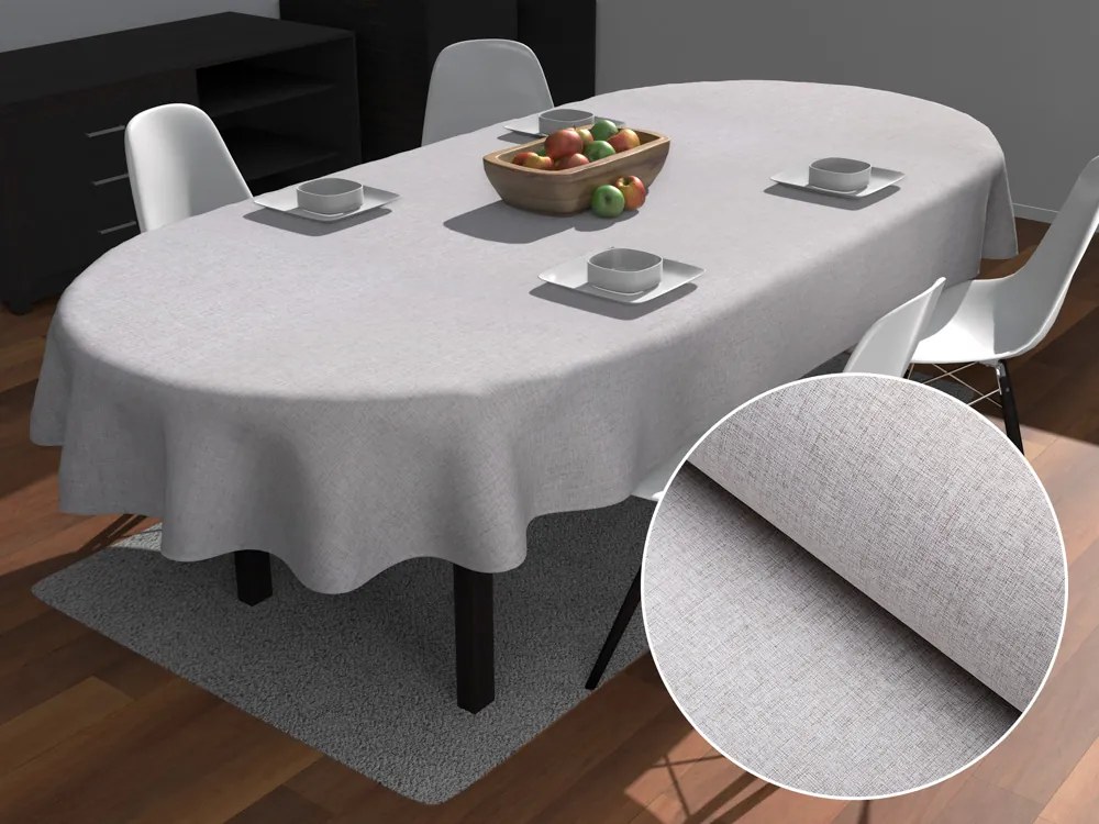 Biante Dekoračný oválny obrus BKW-206 Svetlo sivobéžový žíhaný 130x220 cm