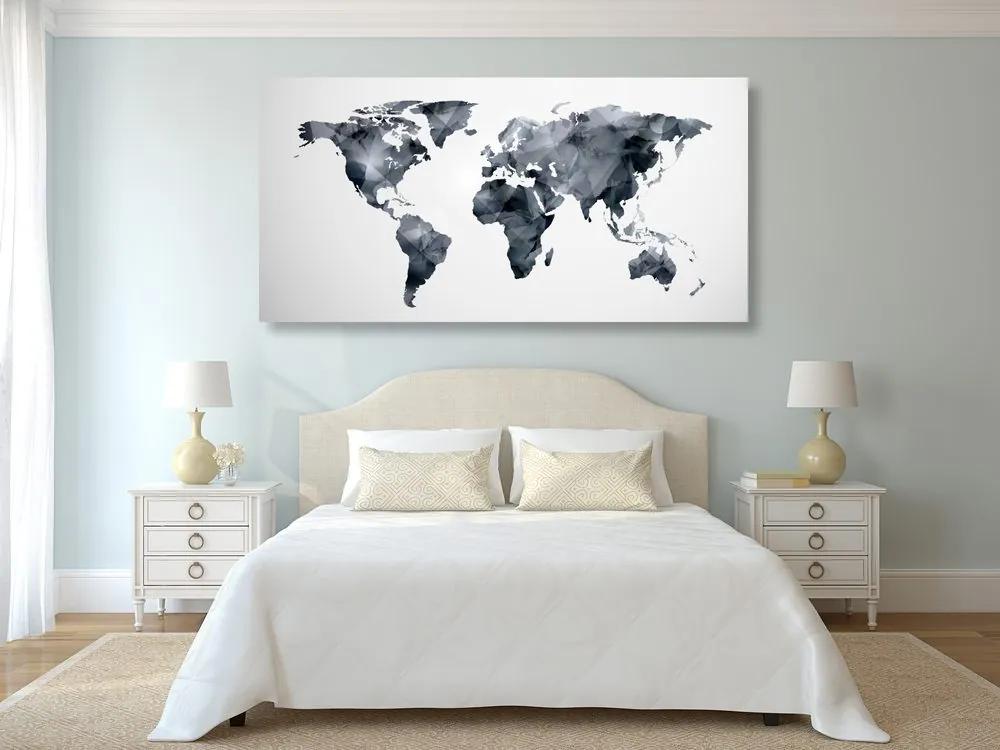 Obraz na korku čiernobiela mapa sveta tvorená polygónmi
