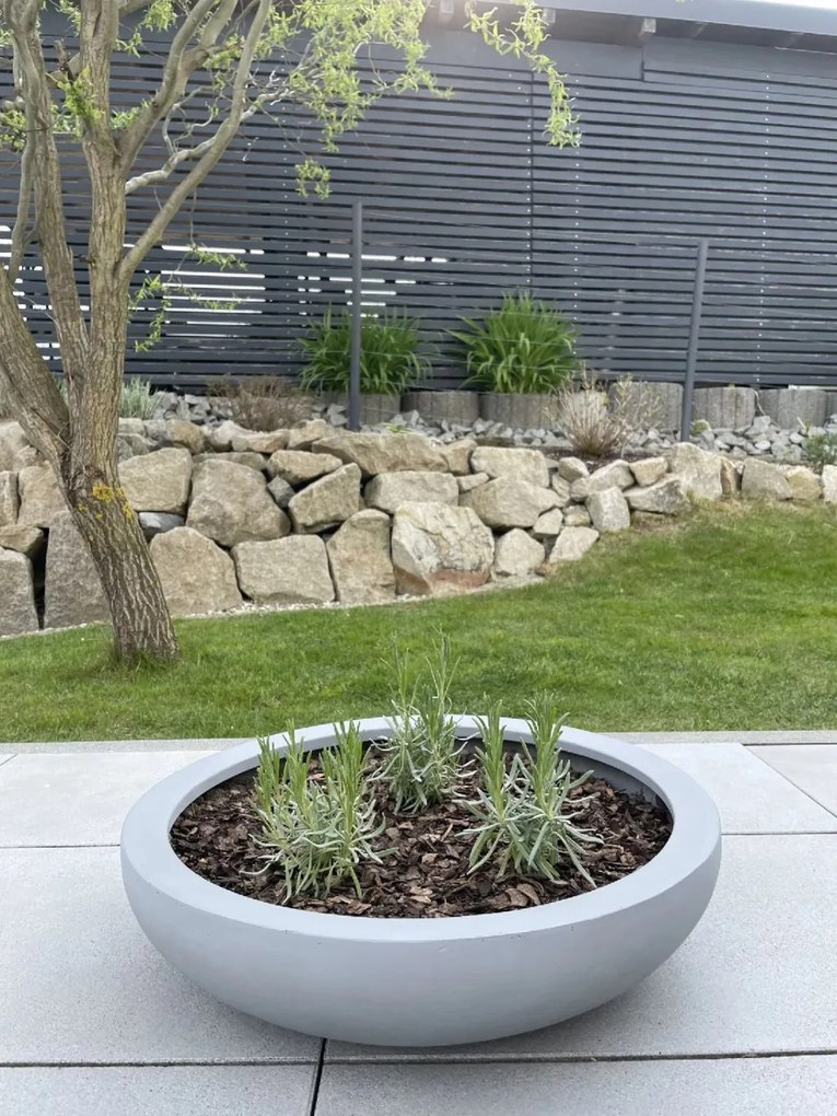 Okrasná miska PLANA, sklolaminát, Ø 54 cm x výška 14 cm, betón design