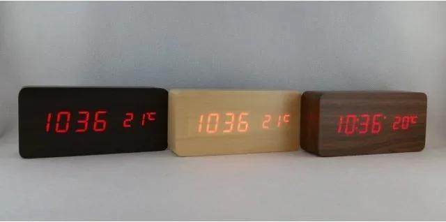 Drevené LCD hodiny HOME s dátumom budíkom a teplotou Drevené LCD hodiny HOME s dátumom budíkom a teplotou