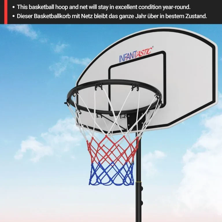 Basketbalový kôš s kolieskami, nastaviteľný 148-236 cm
