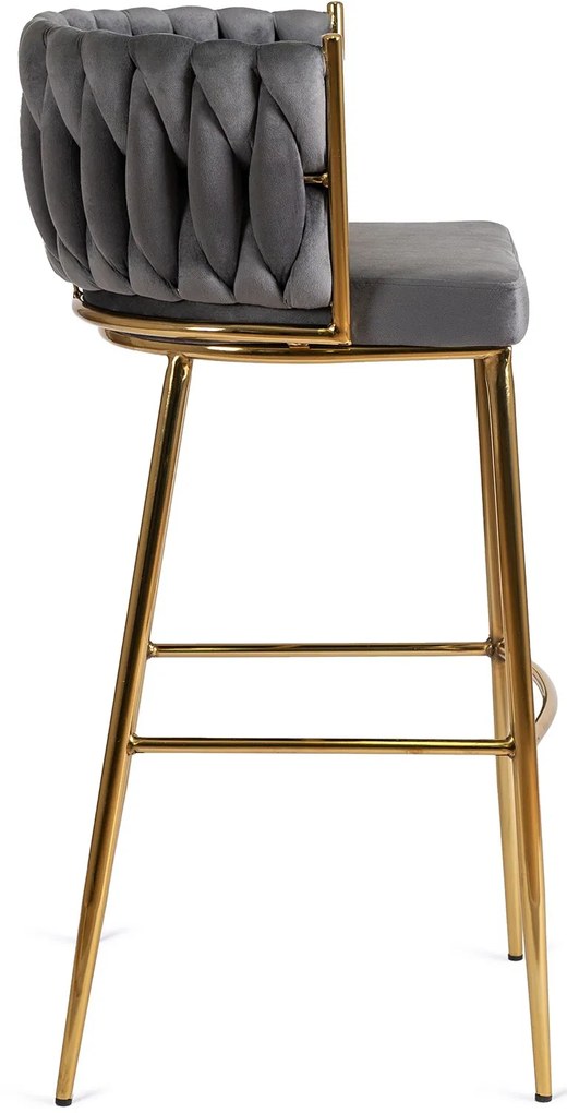 Barová židle Flores 60 cm šedá/zlatá