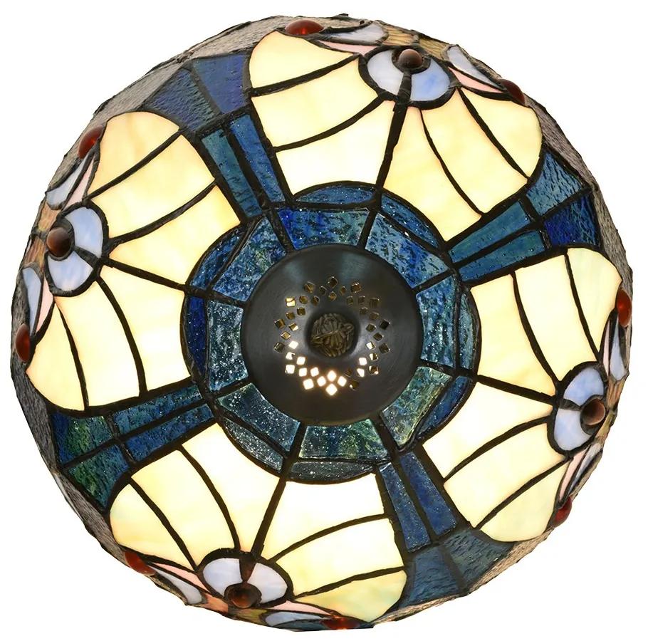 Modrá stolná Tiffany lampa Hilla - Ø 25*40 cm E14/max 1*40W