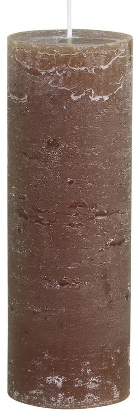 Hnedá široká sviečka Macon Rustic nut - Ø 7*20cm/ 80h
