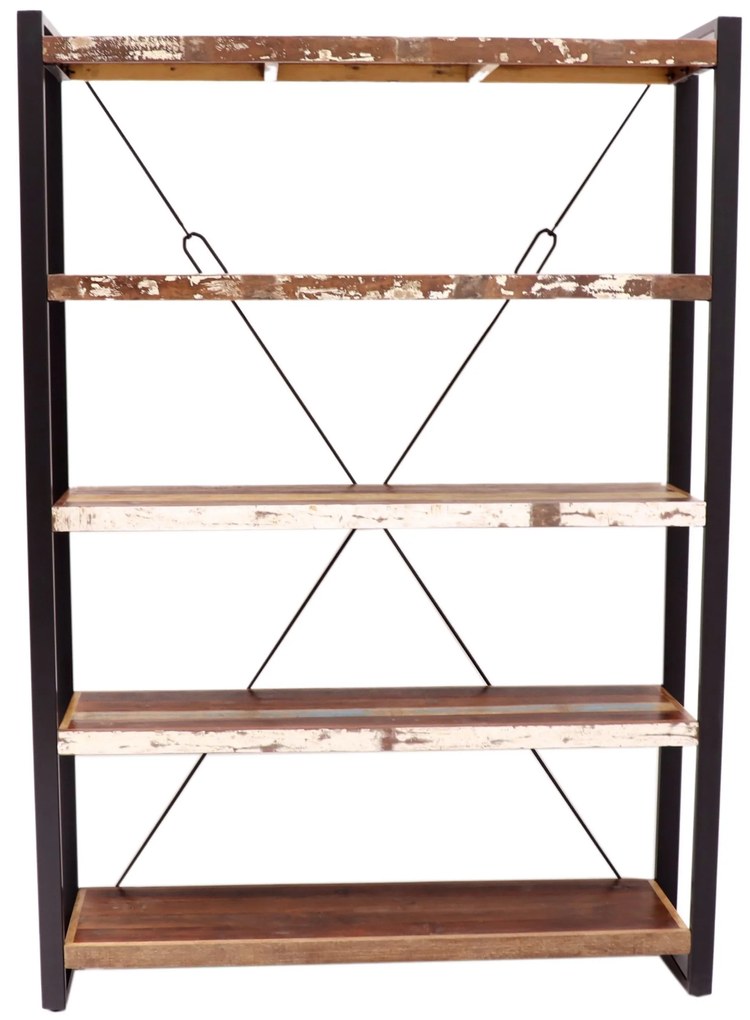 furniture-nabytek.cz - Knihovna regál 140x200x35 kov a dřevo mango