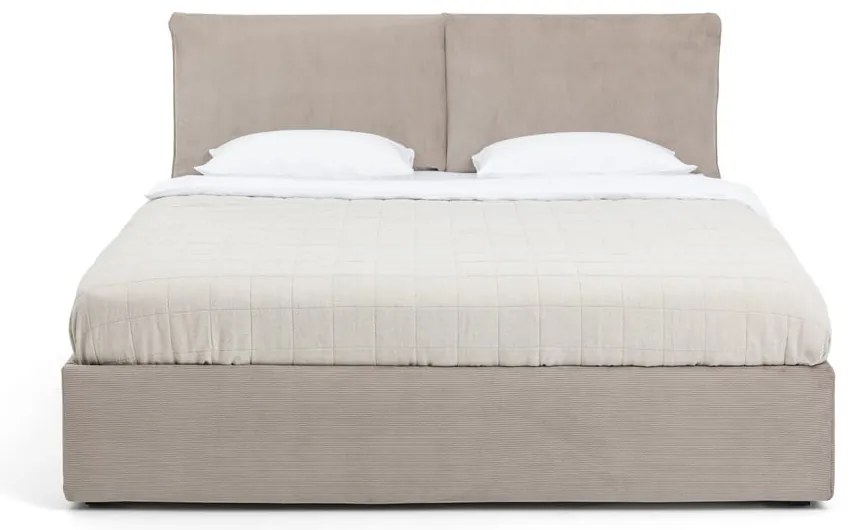 Čalúnená dvojlôžková posteľ taupe s úložným priestorom s matracom/s roštom 160x200 cm Thessa Pillow – Bonami Selection
