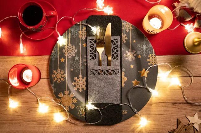 Vianočný obal na príbory KF357R červený