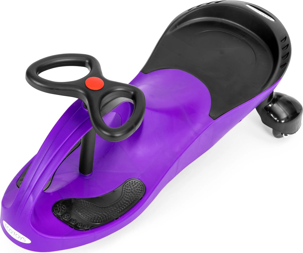 Gravitačné jazdítko ECOTOYS 360° volant s LED kolieskami, gumové kolesá, 3+ fialové
