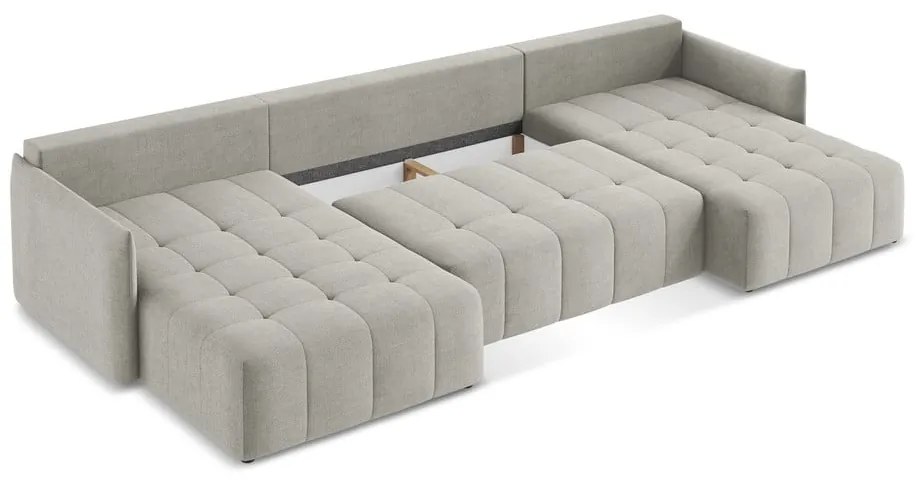 Svetlosivá rozkladacia/s úložným priestorom rohová pohovka (do tvaru "U") Moku – Makamii