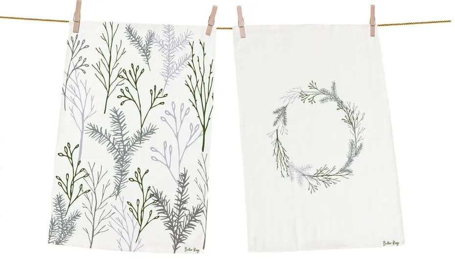Bavlnené utierky v súprave 2 ks 50x70 cm Christmas Twigs – Butter Kings