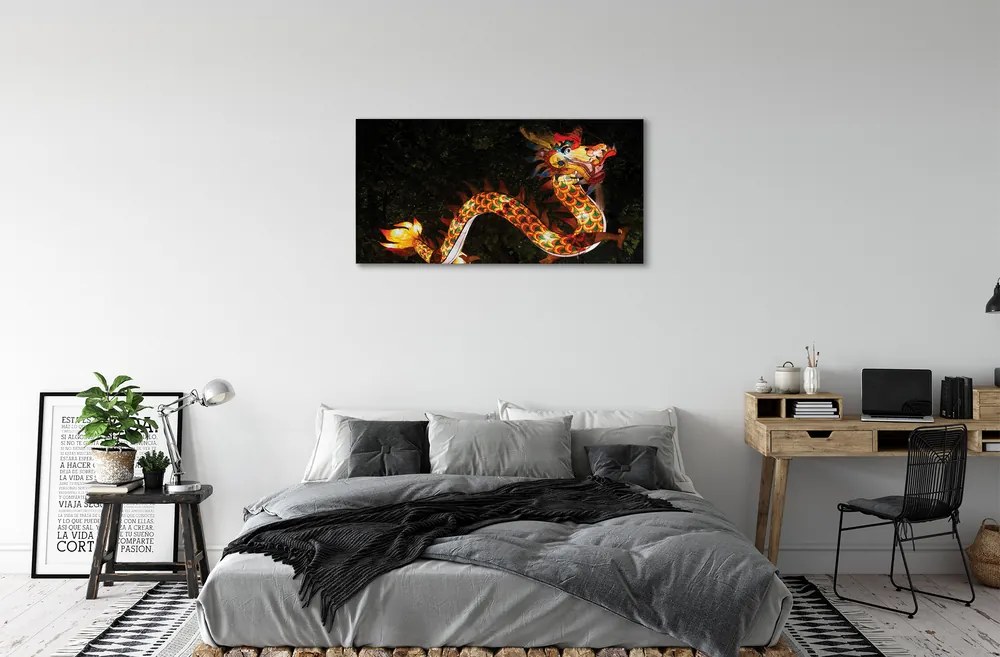 Obraz canvas Japonský drak osvetlené 125x50 cm