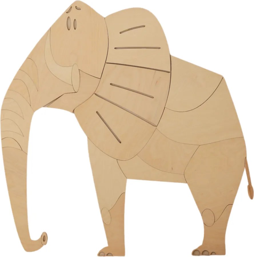 Drevená nástenná dekorácia Slon – safari v detskej izby S