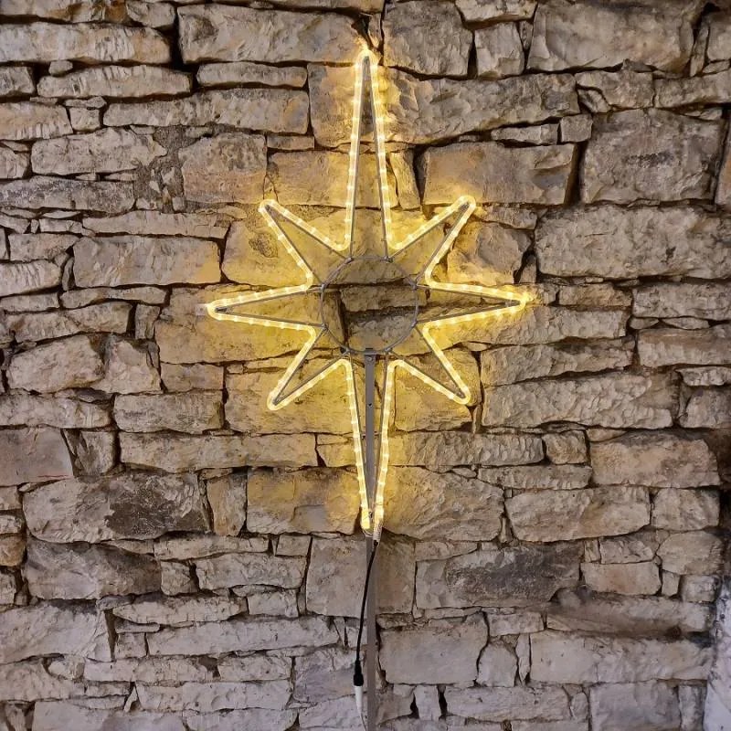 DECOLED LED světelná hvězda na vrchol stromu, 80 x 120 cm, teple bílá