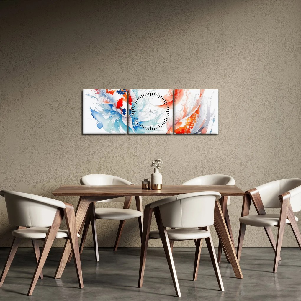 Obraz - Ryby (s hodinami) (90x30 cm)