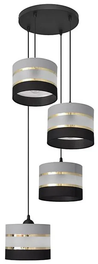 Helam Luster na lanku HELEN 4xE27/15W/230V čierna/šedá/zlatá HE1227