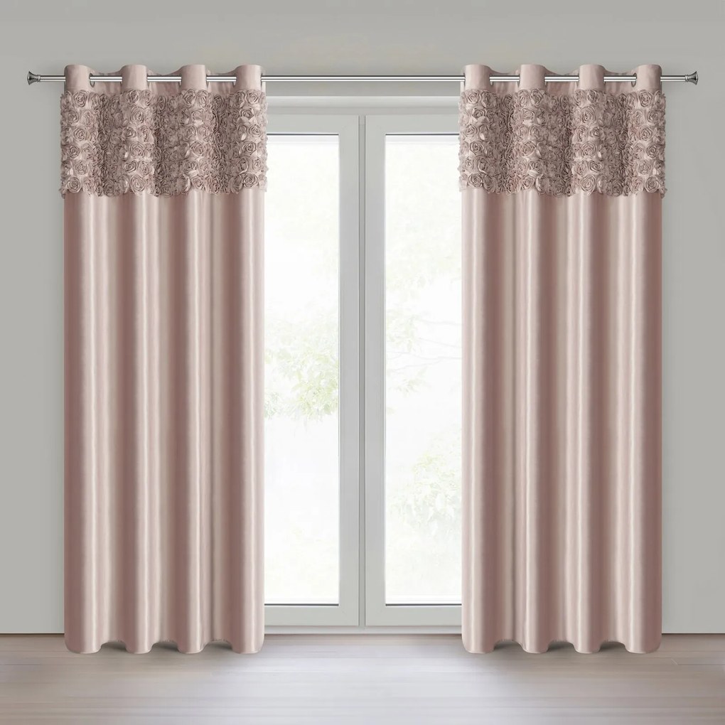 ZATEMŇOVACÍ ZÁVES NA KRÚŽKOCH EVA MINGE ROSES13 140X250 CM PUDROVÁ