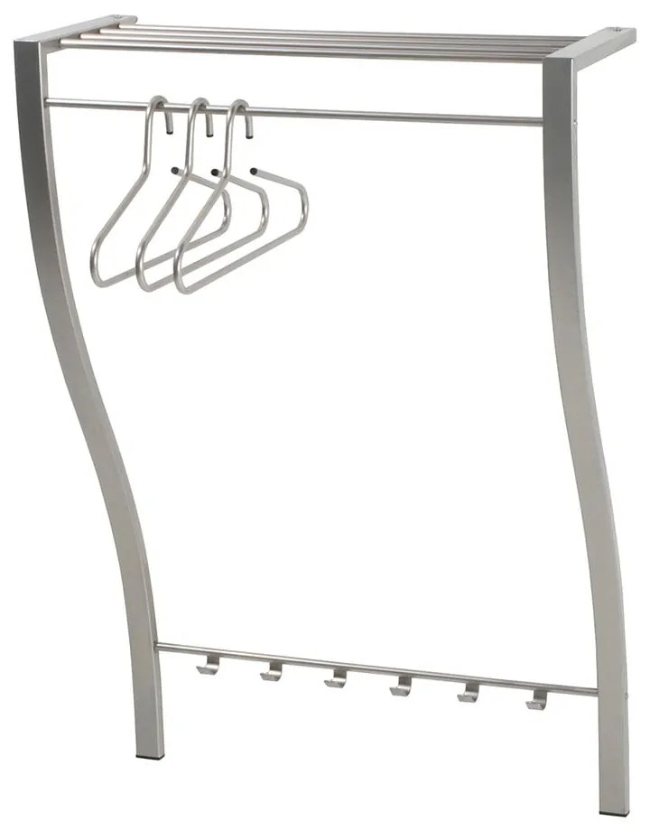 Kovový nástenný vešiak v striebornej farbe s poličkou 75 cm Carve – Spinder Design