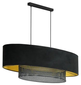 Duolla - Luster na lanku DOUBLE OVAL RATTAN 2xE27/15W/230V čierna/ratan