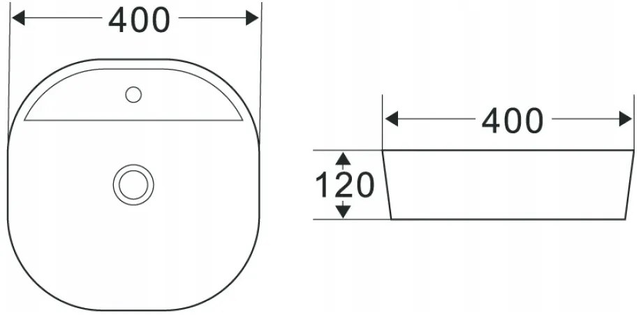 Invena Pejto, umývadlo na dosku 400x400x120 mm, biela lesklá, INV-CE-17-001-C