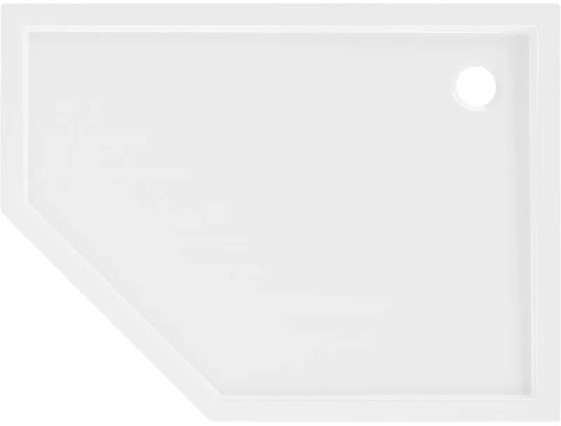 Mexen Flow Slim, pravostranná päťuholníková sprchová vanička 90 x 80 cm, biela lesklá, 46P108090R