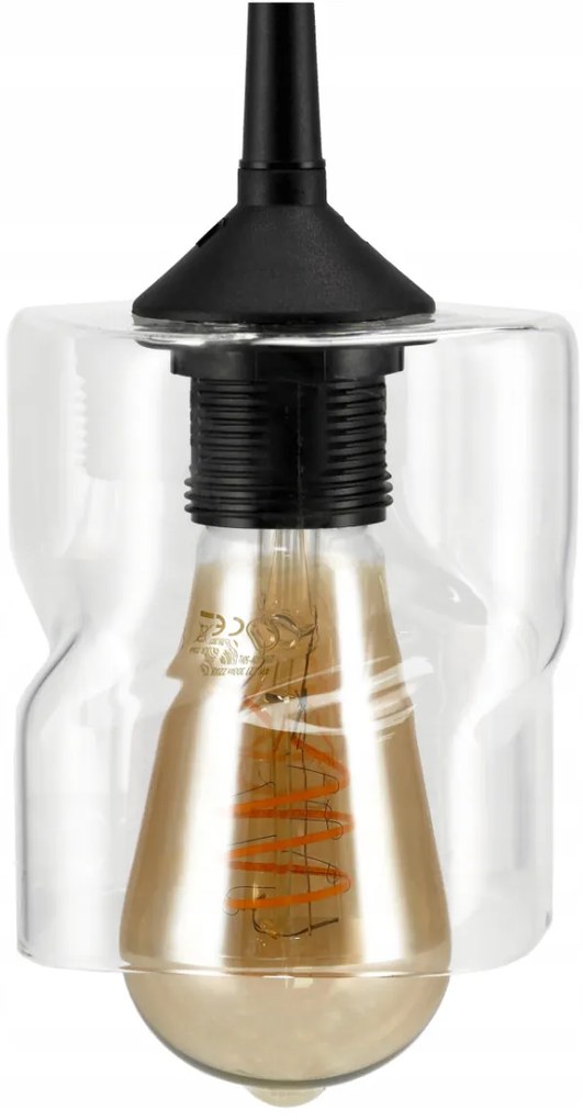 BERGE LED luster stropné svietidlo 2xE27, skladací sklenený štvorec, transparentný