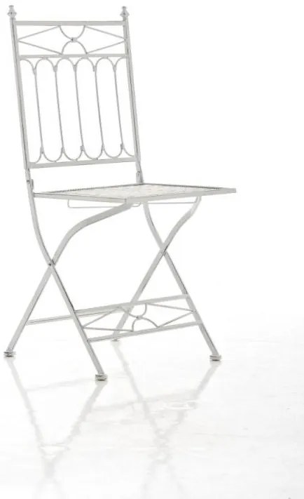 Kovová skladacia stolička Asina - Biela antik