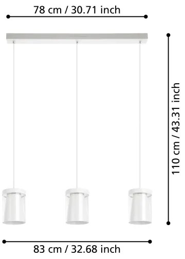 Eglo 901122-LED RGBW Stmievateľný luster na lanku CHIUSELLO-Z 3xLED/3,7W/230V biela