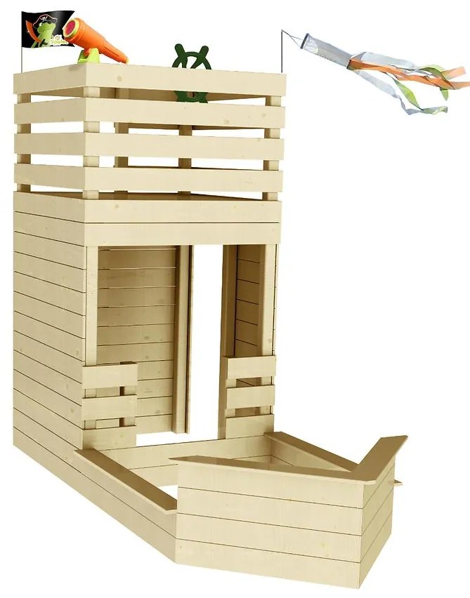 Drevený detský domček HACKER 133x315x228 cm