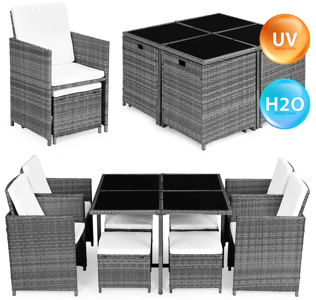 Sada záhradného nábytku z technoratanu, 4 kreslá, 4 taburetky, stôl MultiGarden