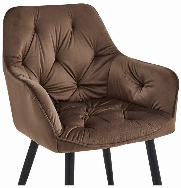 Set dvoch jedálenských stoličiek JORK zamatové, hnedé (čierne nohy) 2 ks