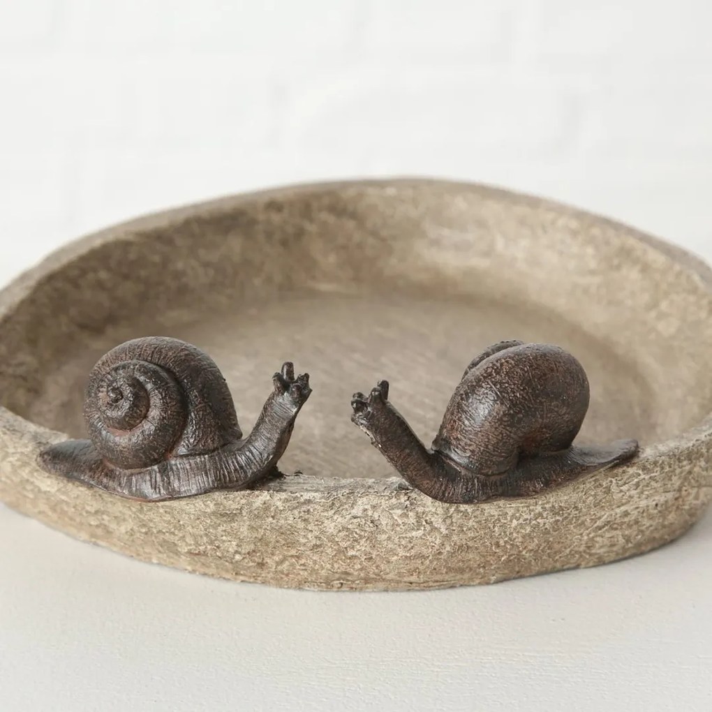 Napájadlo pre vtáky Snails, 6x21 cm, polyresín, béžová