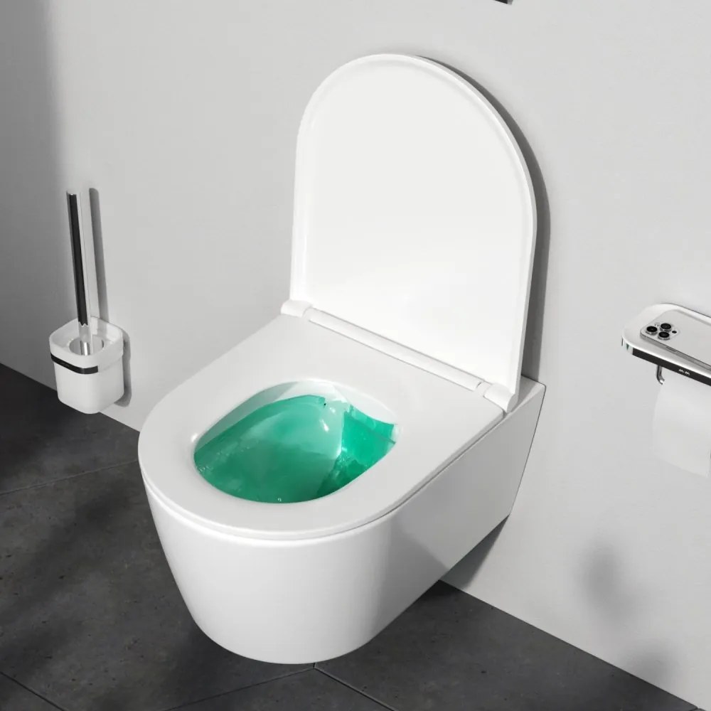 Toaletný set s inštaláciou AM.PM Func IIS90151.FA1700 bezokrajové, so sedadlom microlift, chróm Pneumatické splachovacie tlačidlo