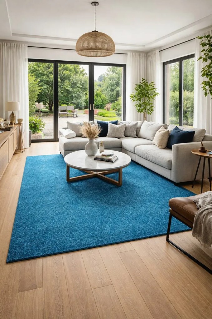 Vopi, Kusový koberec Eton Exklusive Türkis štvorec, 400x400, modrá, obývacia izba