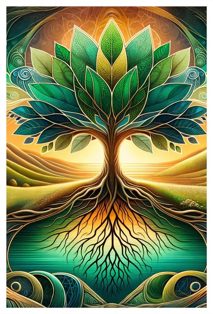Obraz mystický strom života pri jazere