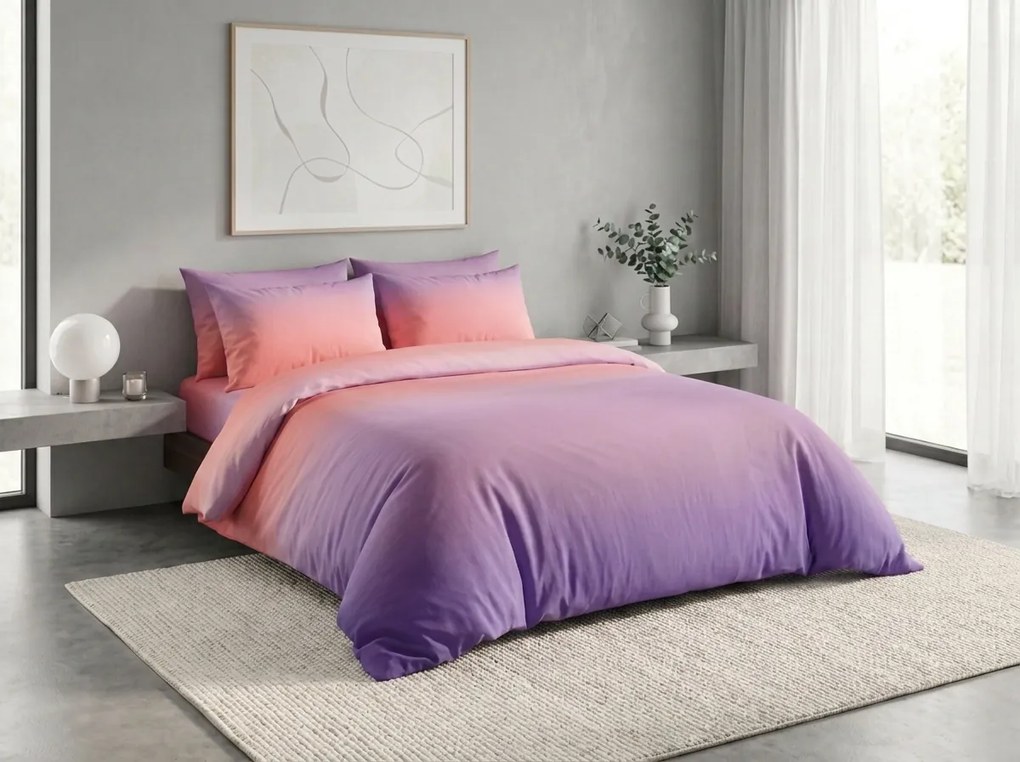 Bavlnené obliečky OMBRE fialovo-ružové Rozmer obliečky: 2 ks 70 x 90 cm | 200 x 220 cm