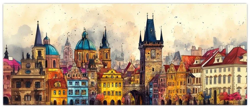Obraz - Jeseň v maľovanom meste (120x50 cm)