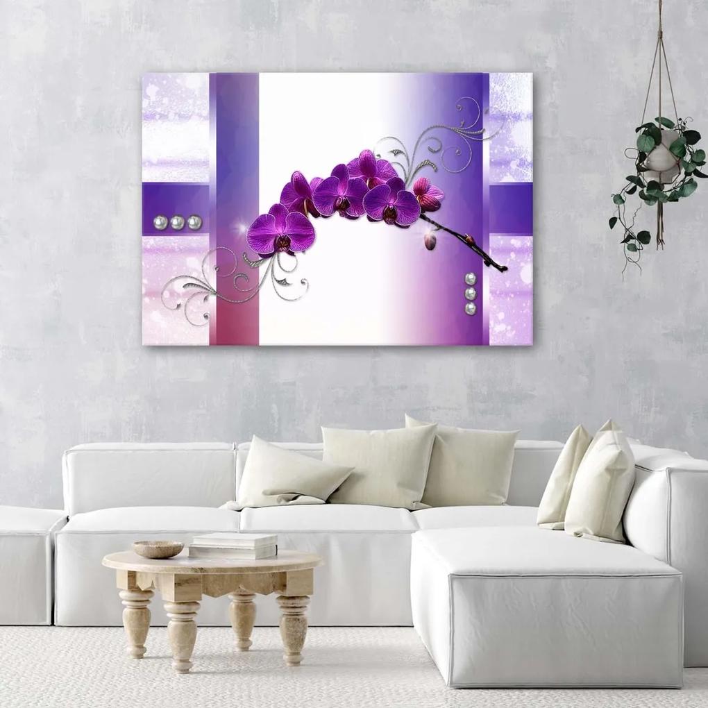 Obraz na plátně Orchidej Květiny Wellness Fialová - 120x80 cm