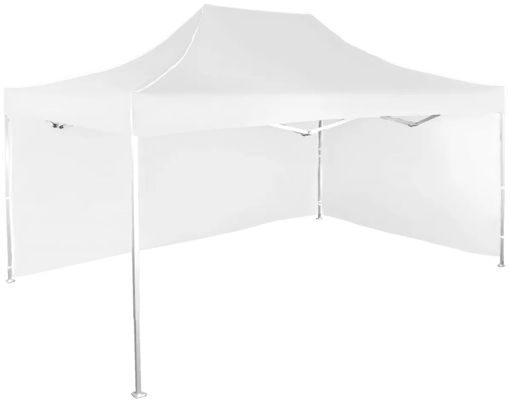 Rýchlorozkladací nožnicový stan 3x4,5m – hliníkový, Biela, 2 bočné plachty